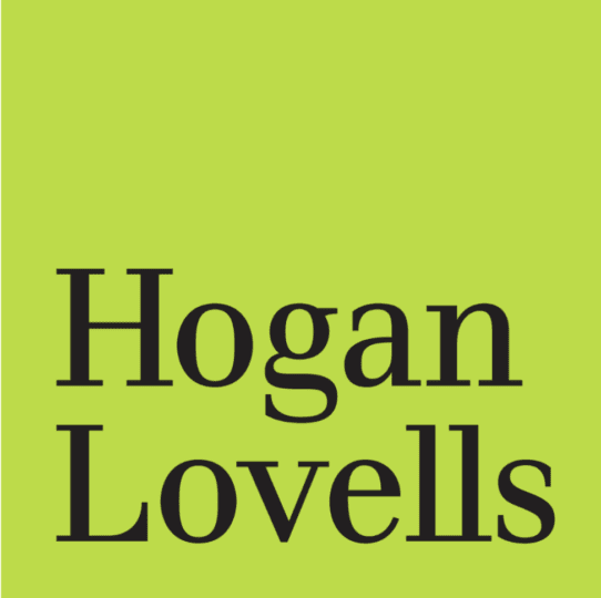 Hogan Lovells logo on a green background